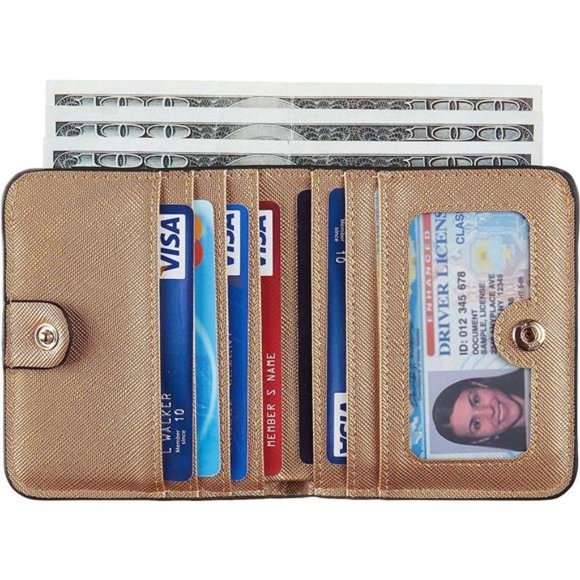 Womens Rfid Blocking Small Compact Bifold Luxury Genuine Leather Pocket Wallet - Picture 4 of 6